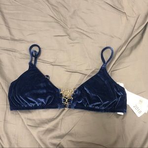 NWT Trina Turk blue velvet bikini top